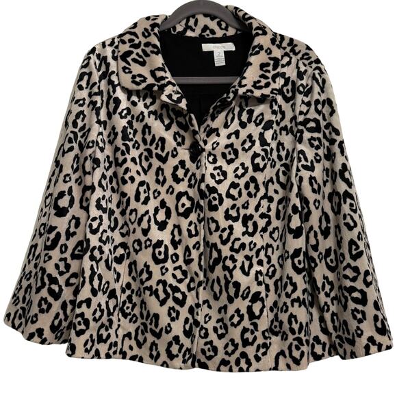 Chico’s Leopard Print Plush Swing Coat Size 2/Large - Picture 1 of 4